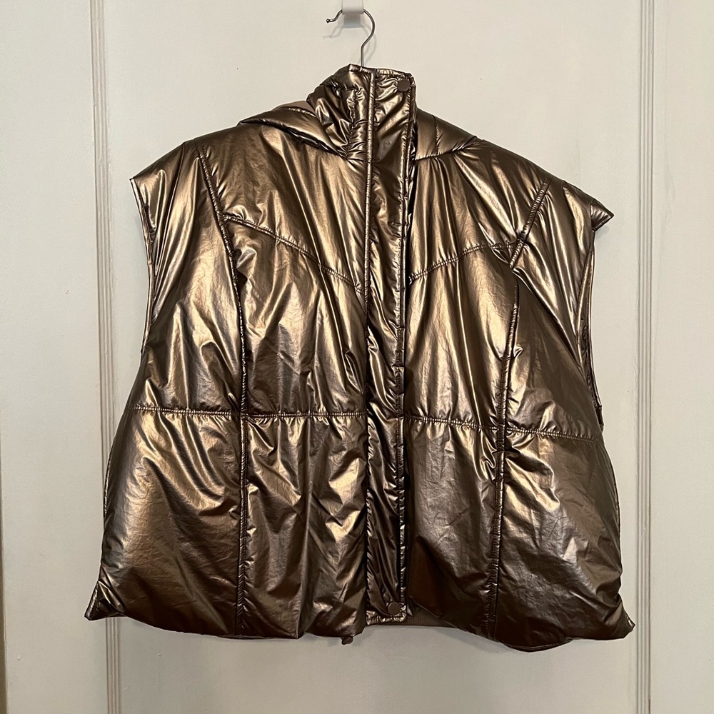 Anthropologie 1X Daily Practice by Anthropologie Metallic Puffer Vest - Picture 4 of 7